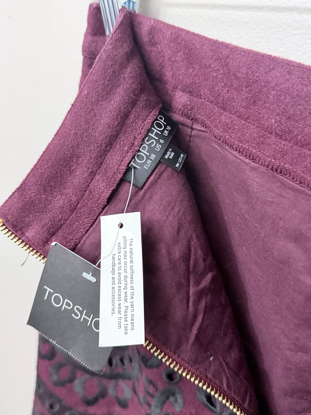 Topshop Burgundy Embroidered Mini Skirt 6 - photo 5