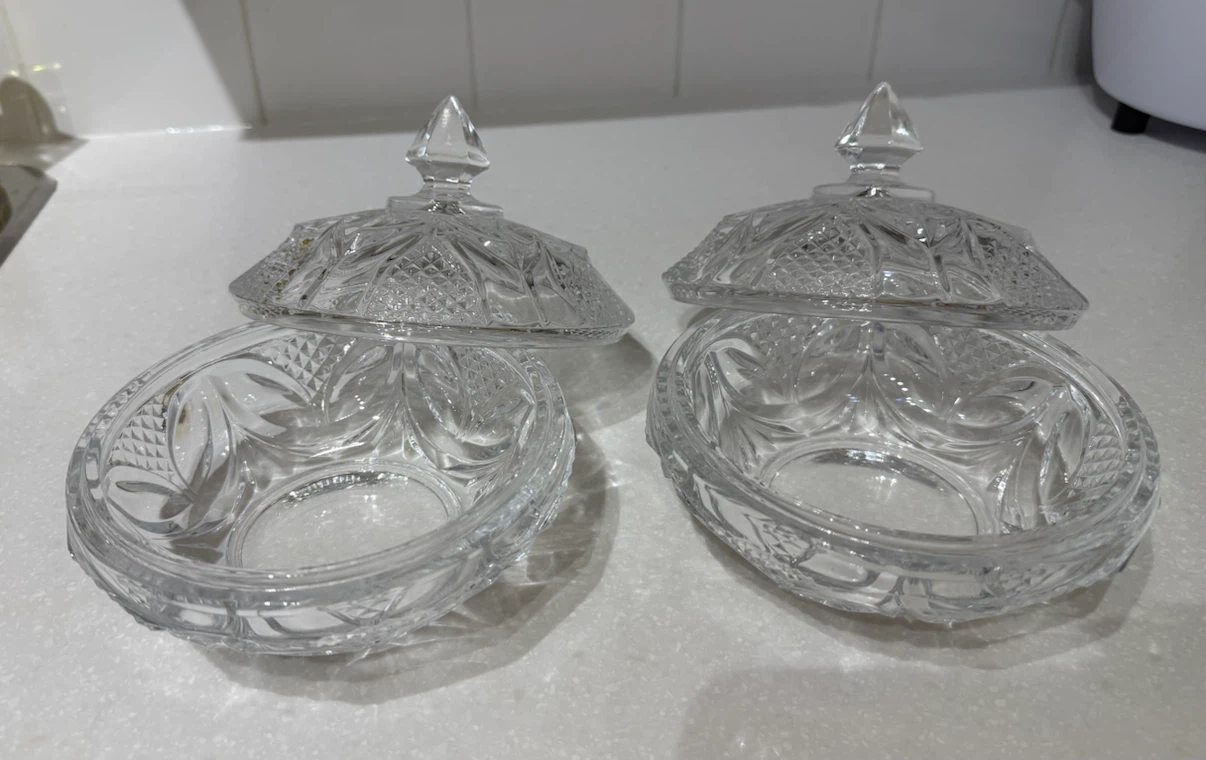Set of 2 Clear Crystal Candy Dishes with Lids - photo 5