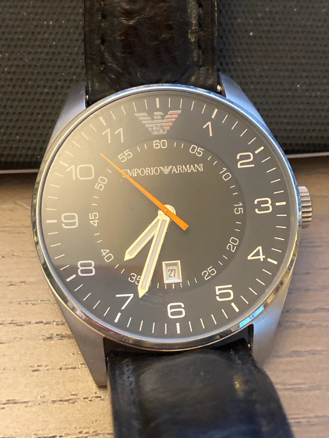 Emporio Armani AR-5861 Black Leather Watch