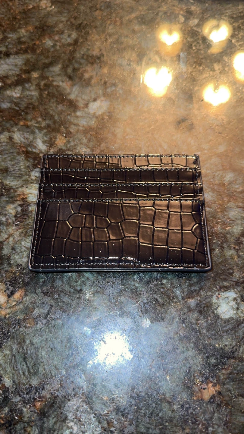 Black Crocodile Embossed Card Holder - photo 2