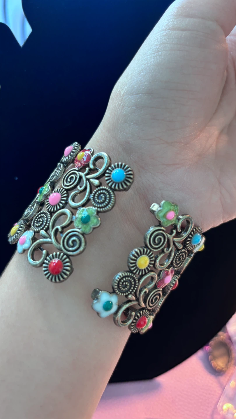 Cuff Watch Bracelet with Floral Design - photo 2