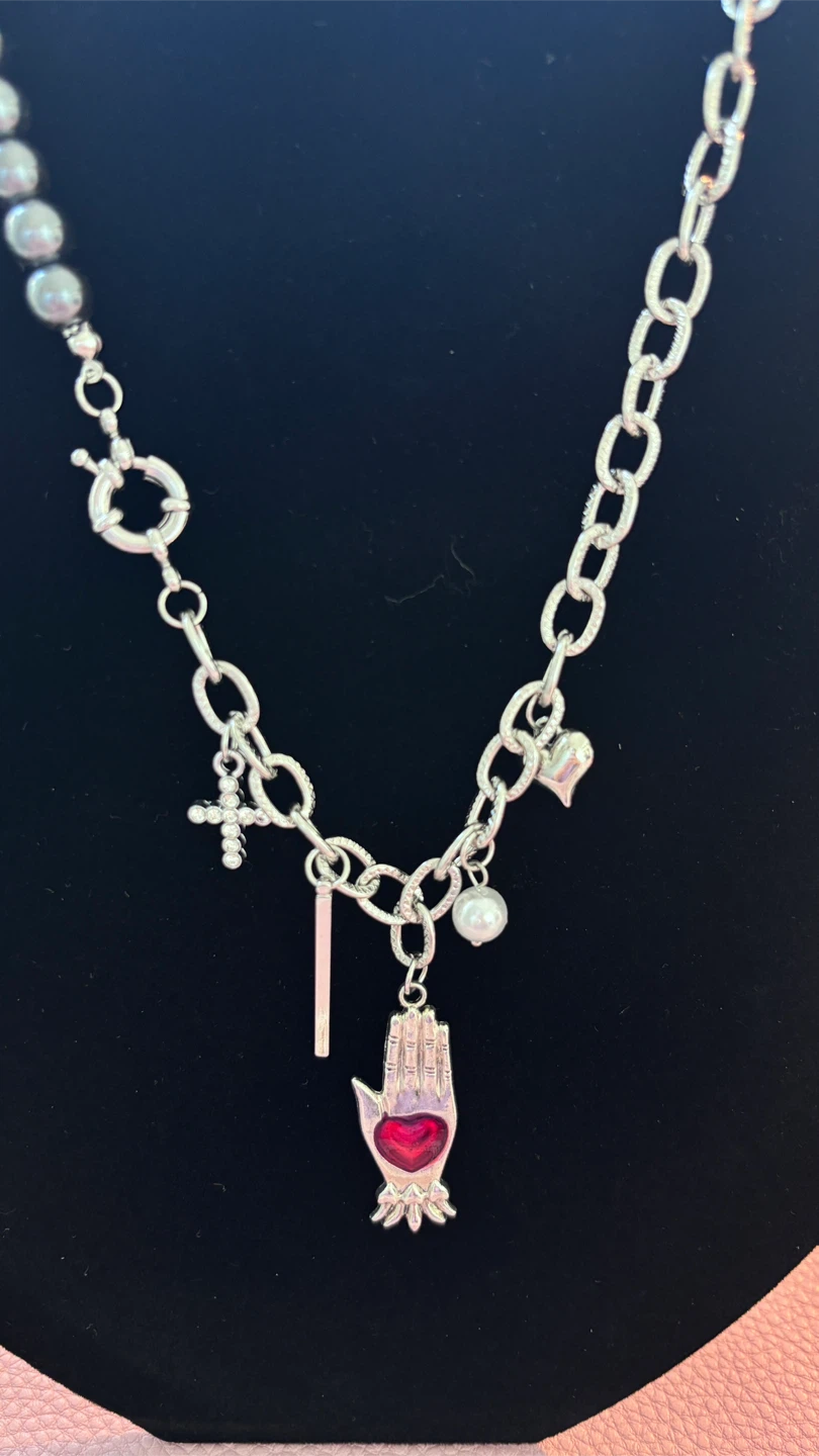 Silver Tone Necklace with Charms