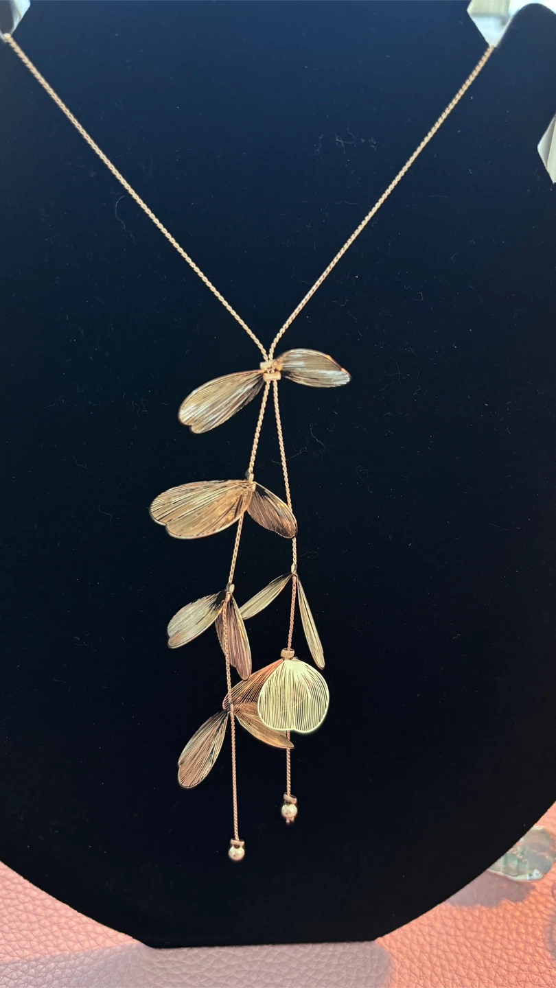 Rose Gold Tone Maple Seed Necklace