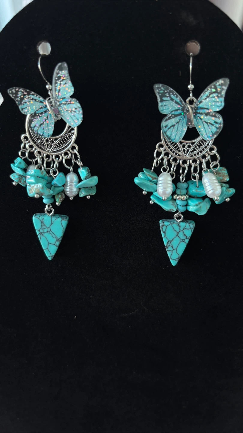 Boho Butterfly Turquoise Earrings