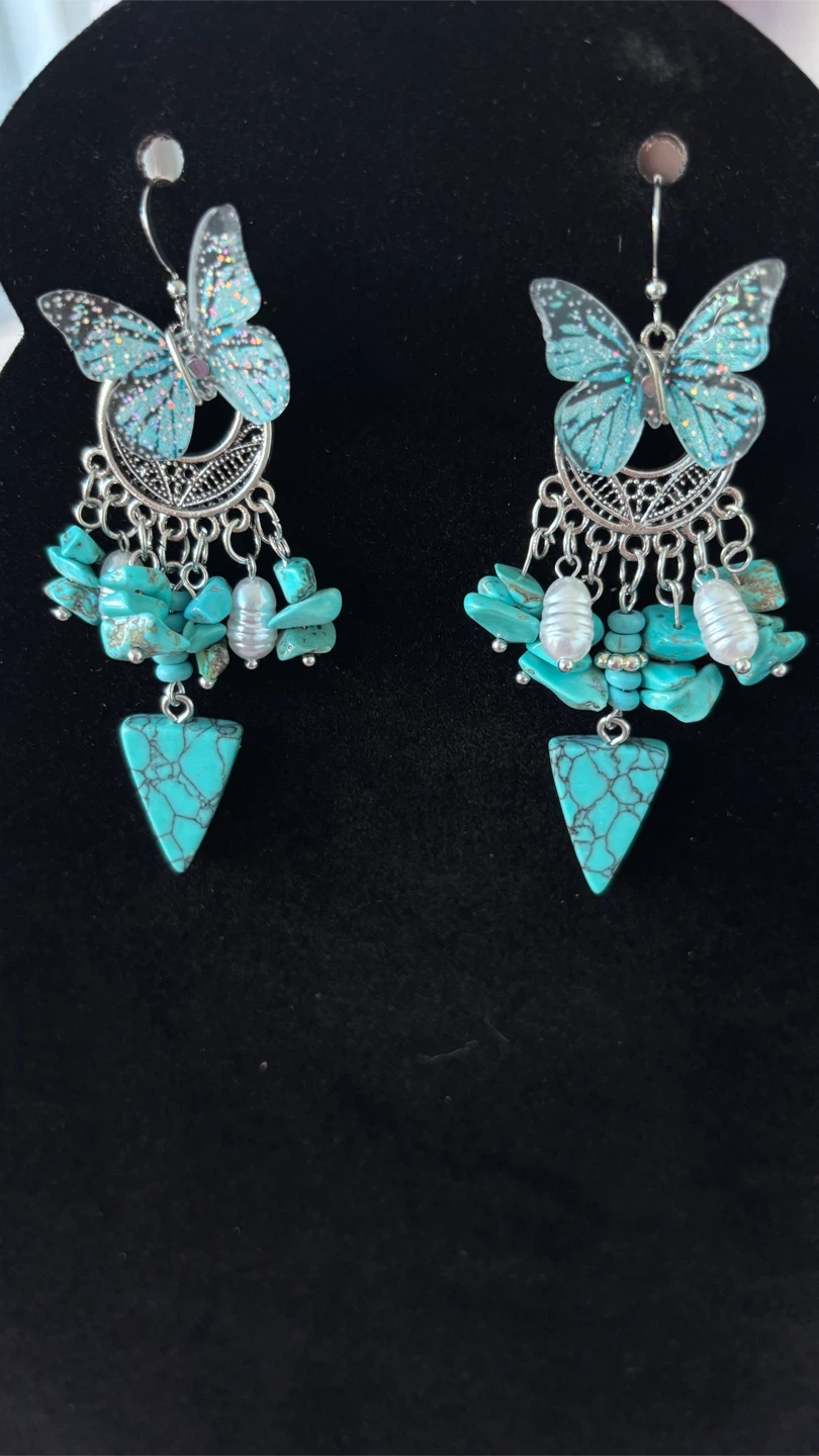 Boho Butterfly Turquoise Earrings - photo 2