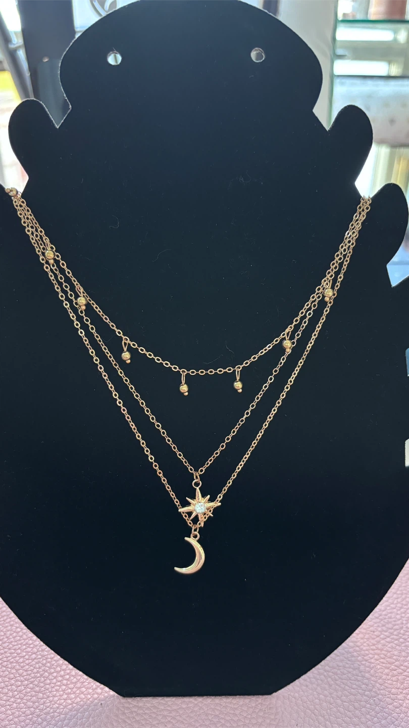 Layered Moon and Star Necklace