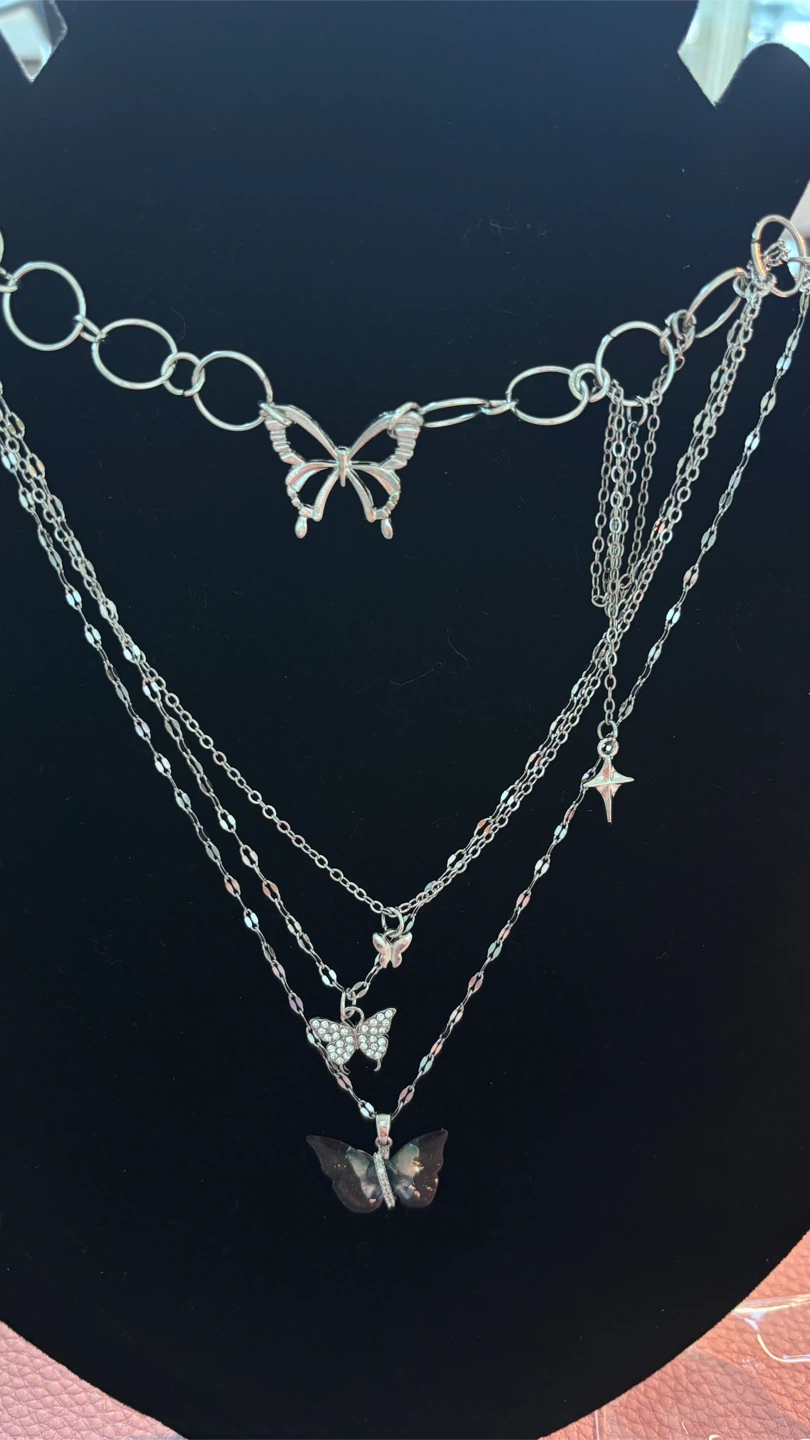 Butterfly Charm Necklace Set
