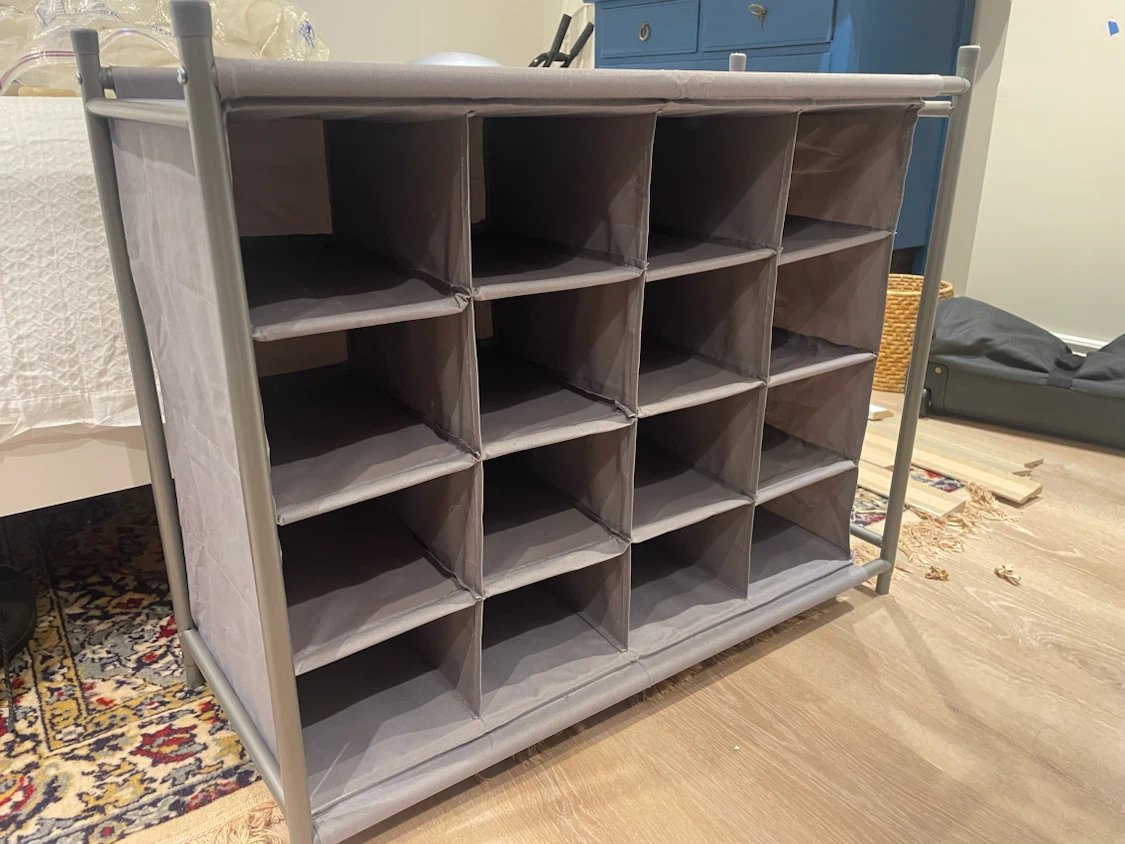 Grey 16-Cube Shoe Organizer