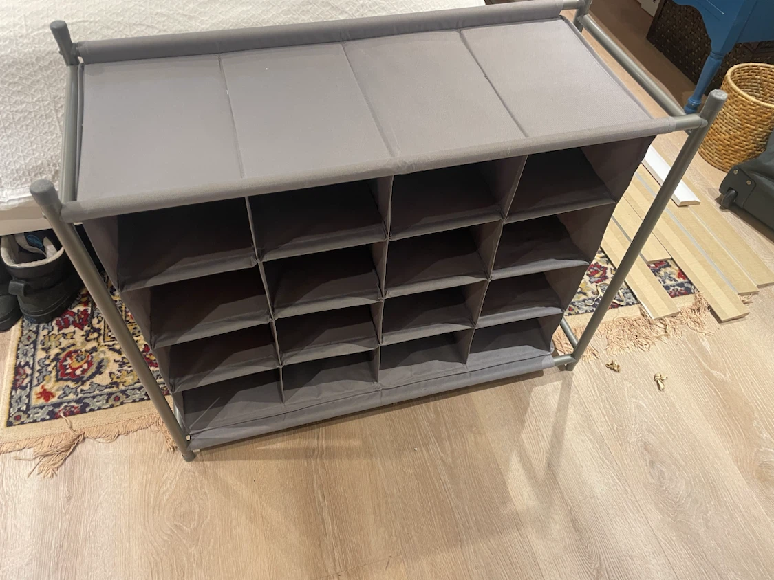 Grey 16-Cube Shoe Organizer - photo 2