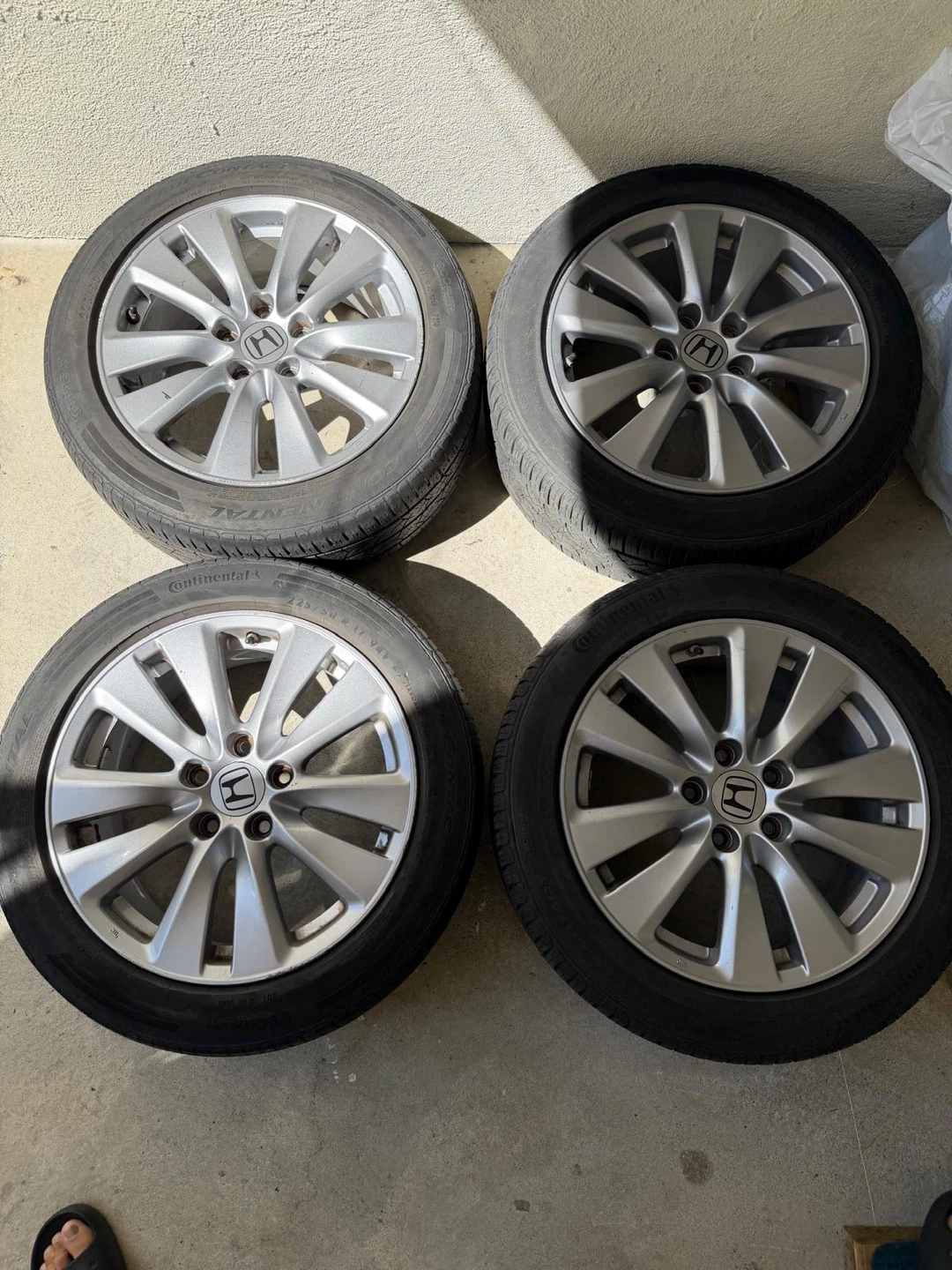 Set of 4 Continental Tires with Honda accord rims