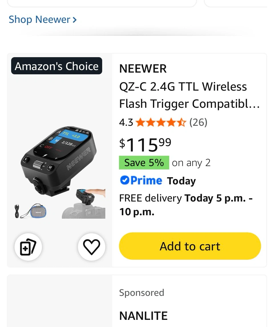 Neewer QZ-C 2.4G TTL Wireless Flash Trigger