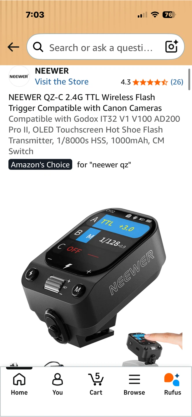 Neewer QZ-C 2.4G TTL Wireless Flash Trigger - photo 2