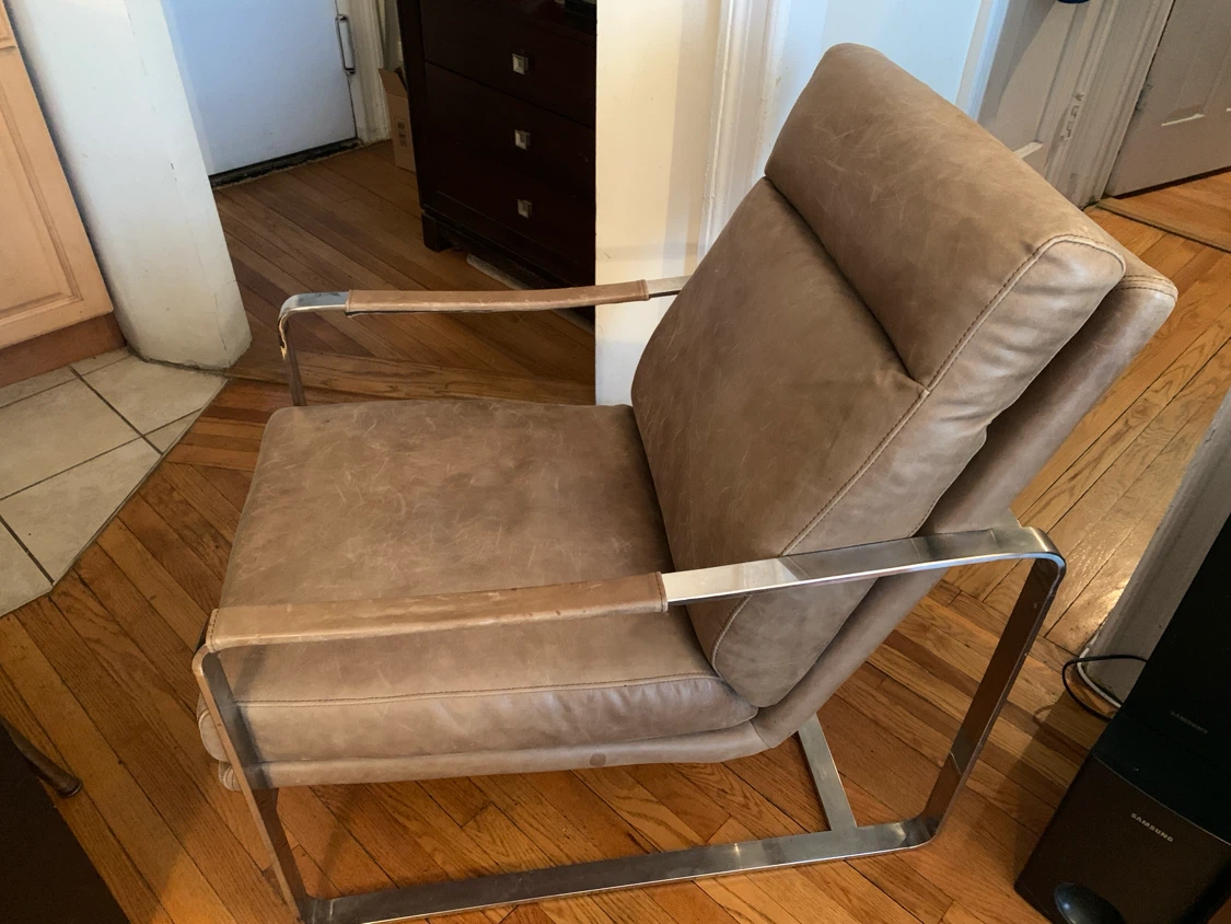 Leather Armchair with Metal Frame