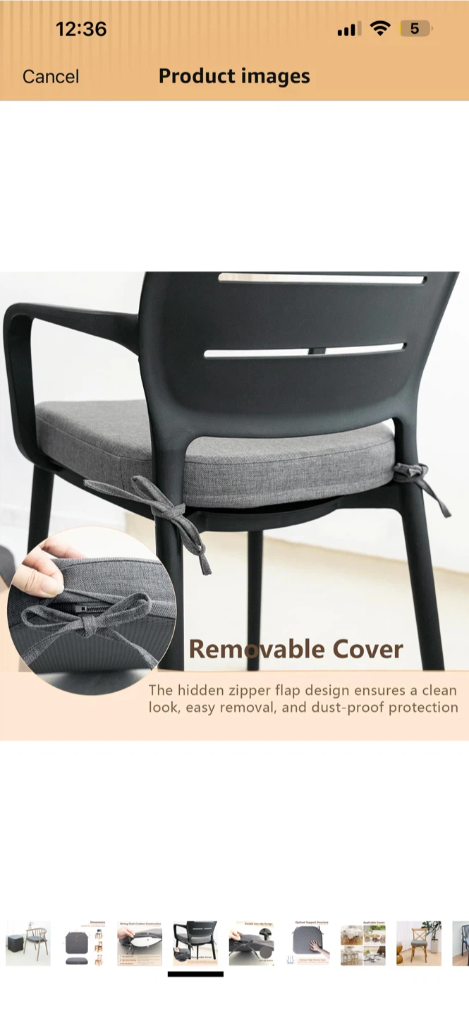 C-Hopetree Dining Chair Cushions - Grey, Pack of 8 - photo 5