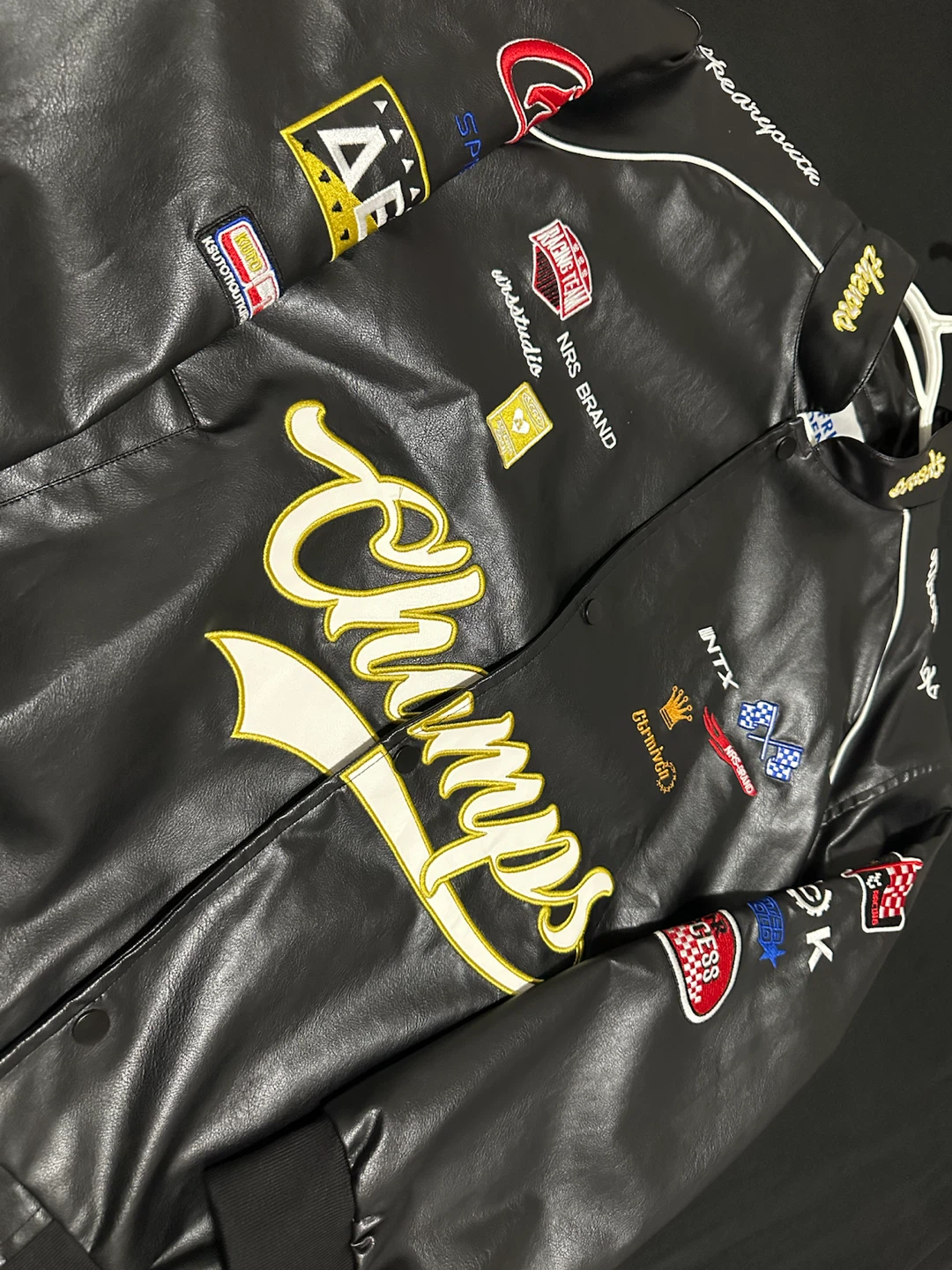 Black Racing Jacket with Patches
