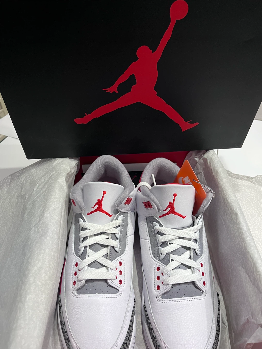 Air Jordan 3 Retro White Fire Red Black Men's Shoes