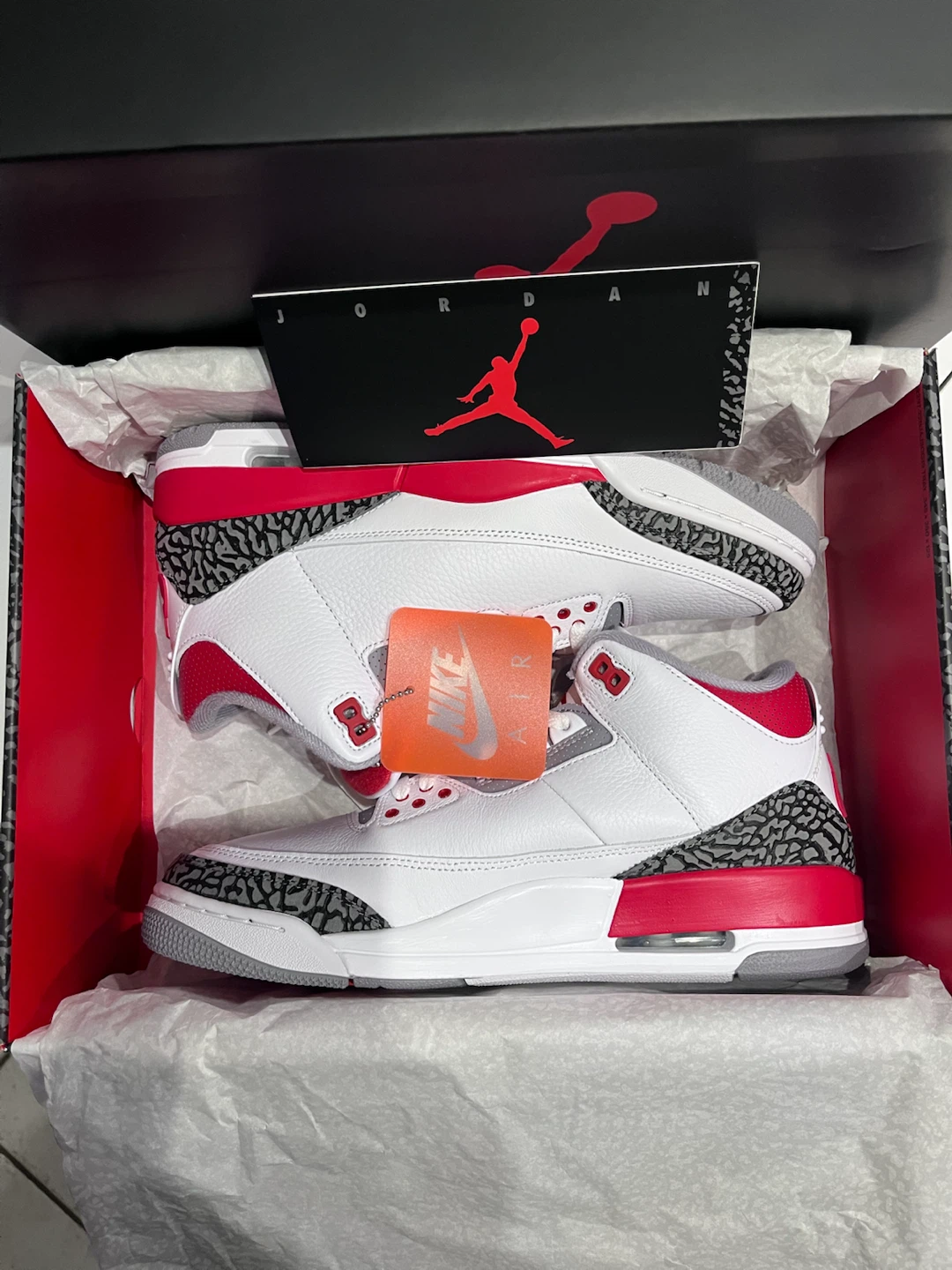 Air Jordan 3 Retro White Fire Red Black Men's Shoes - photo 3