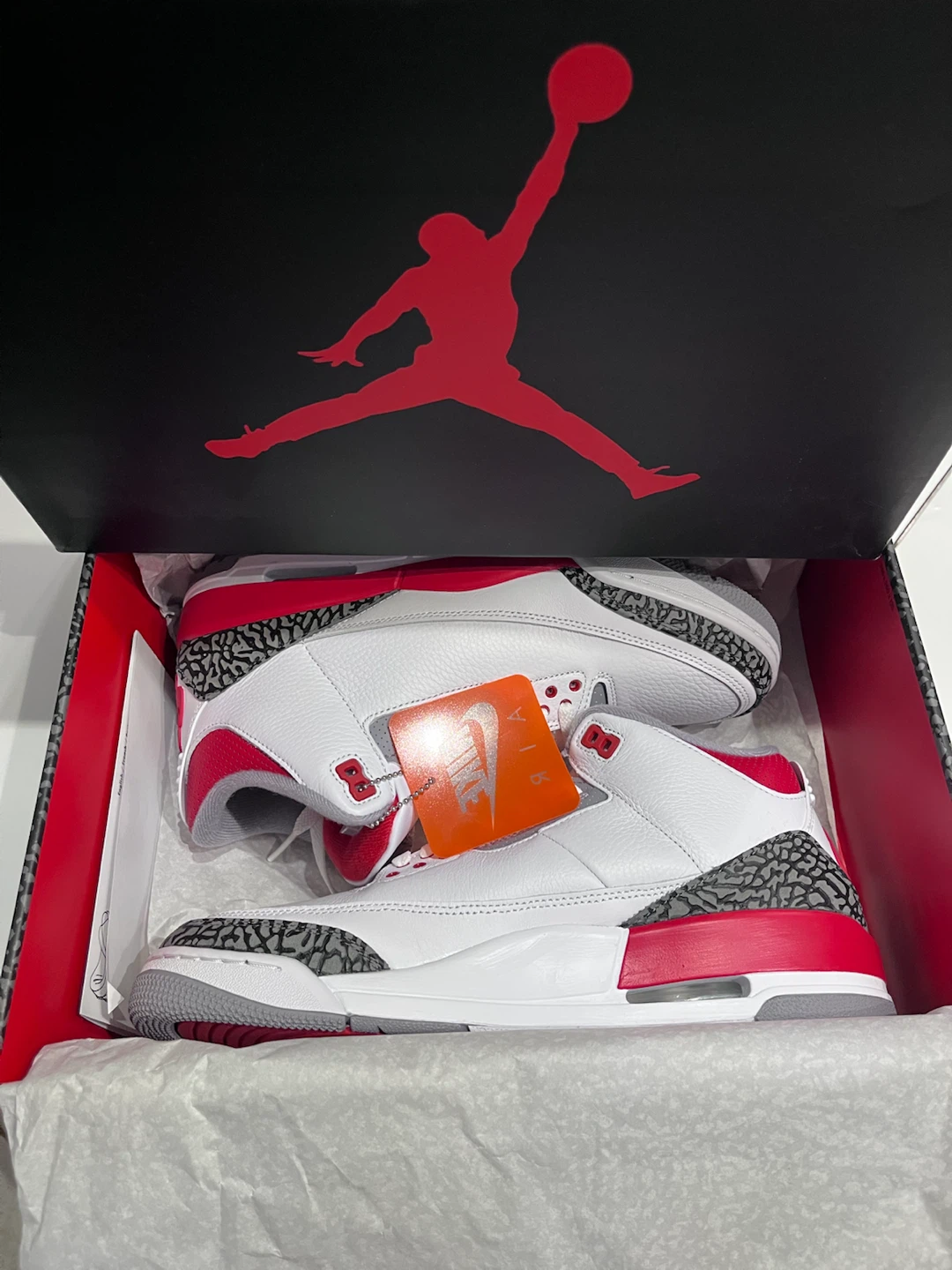 Air Jordan 3 Retro White Fire Red Black Men's Shoes - photo 4