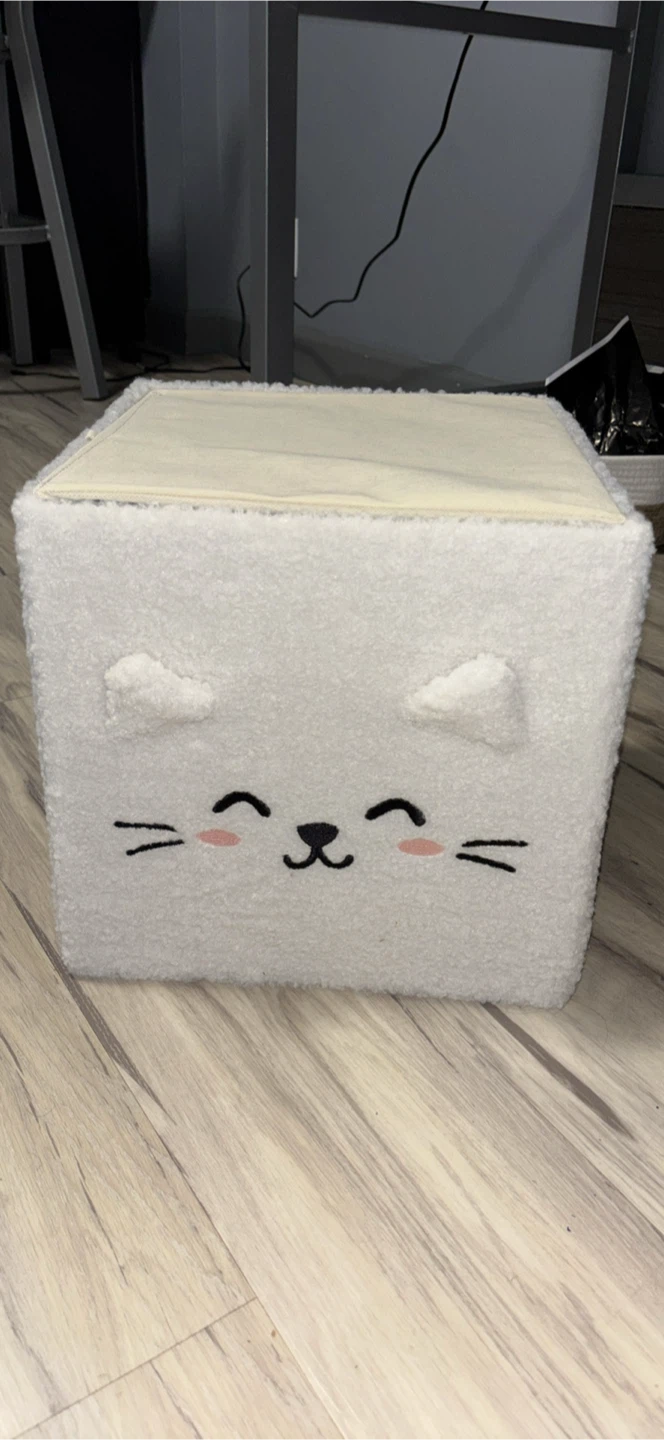 White Cat Storage Ottoman