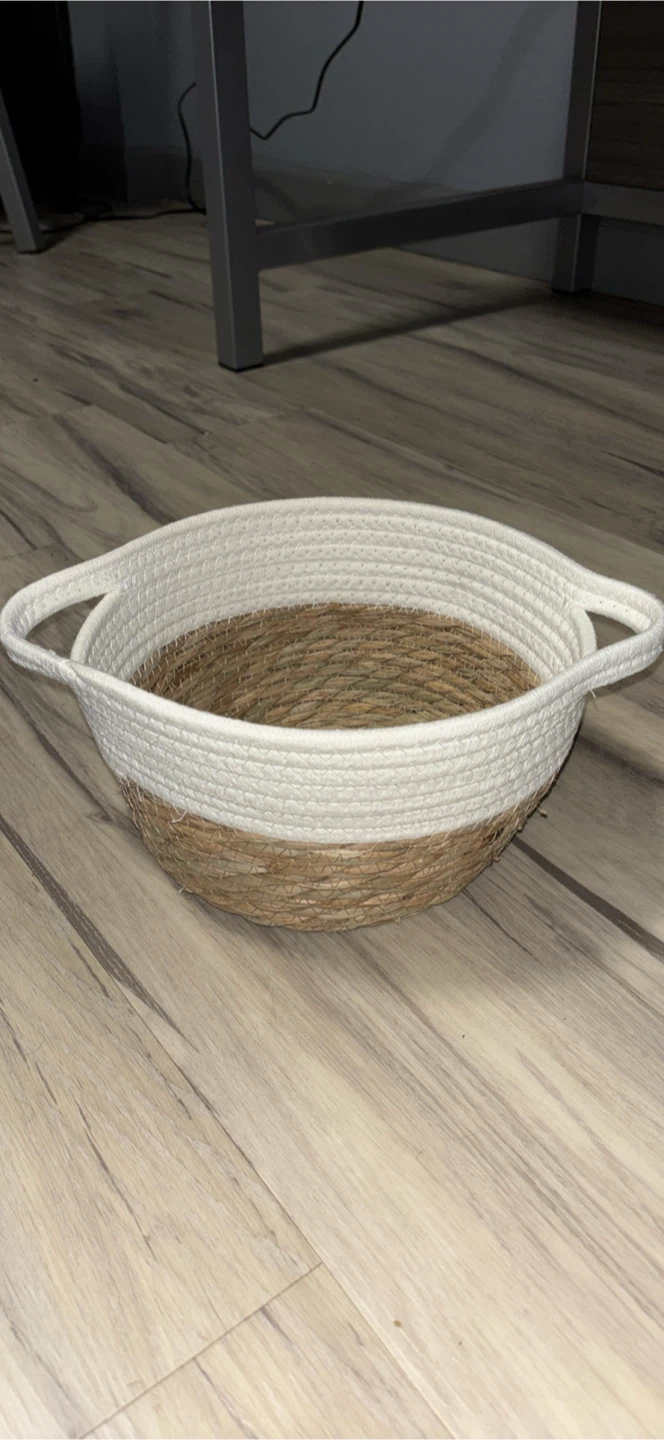Woven jute Storage Basket with Handles