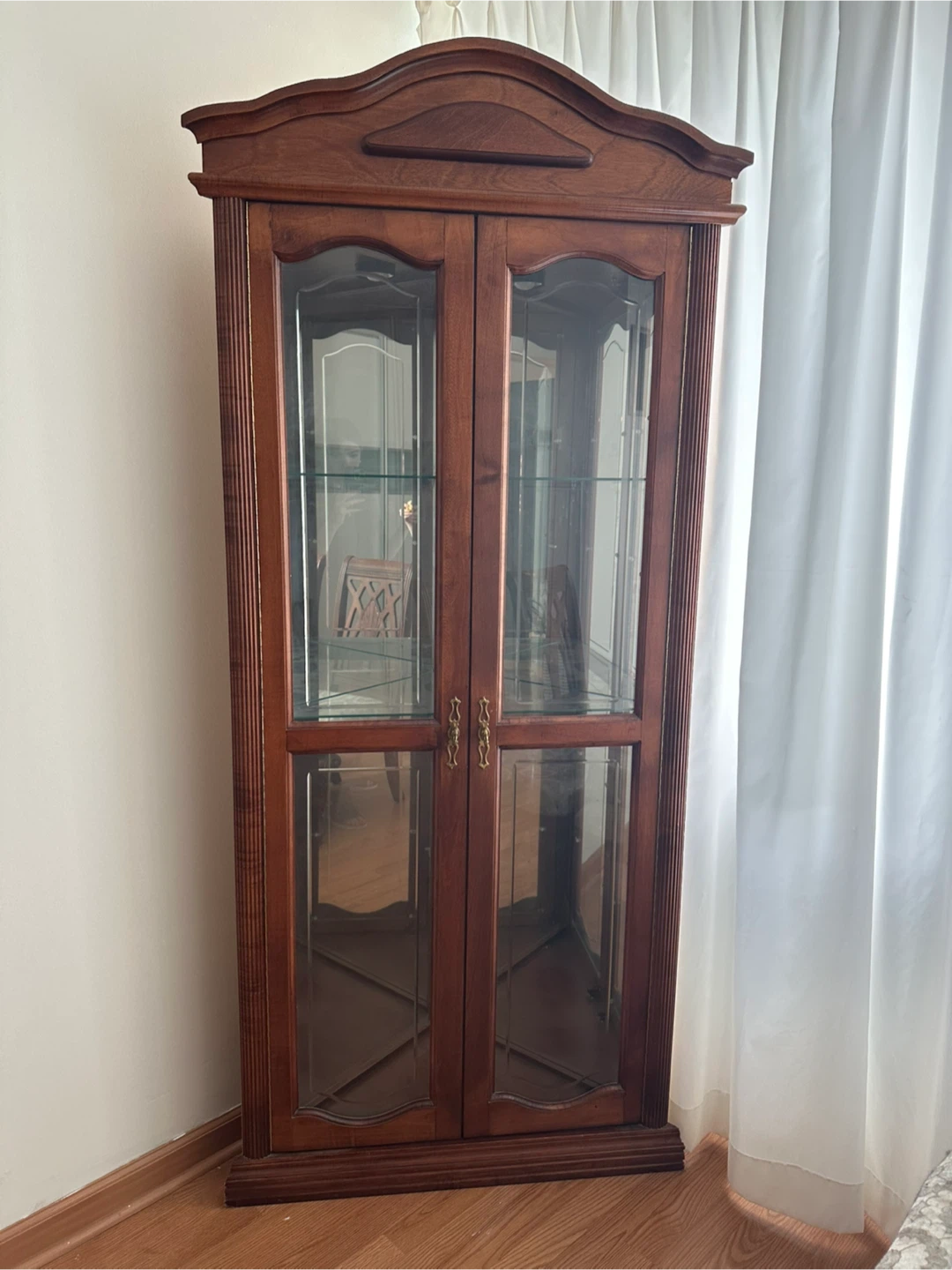 Wooden Corner Display Cabinet with Glass Doors