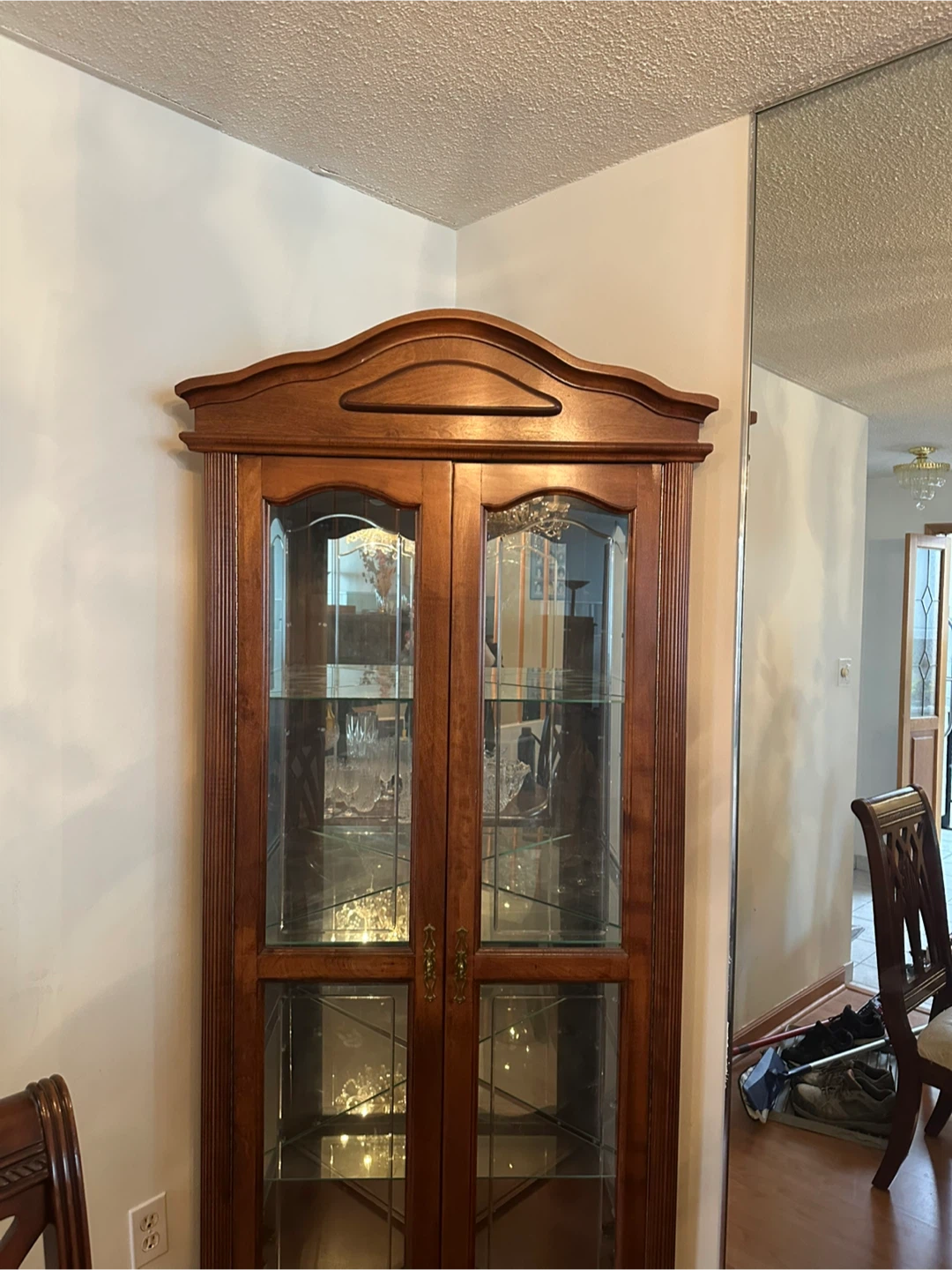 Wooden Corner Display Cabinet with Glass Doors - photo 2
