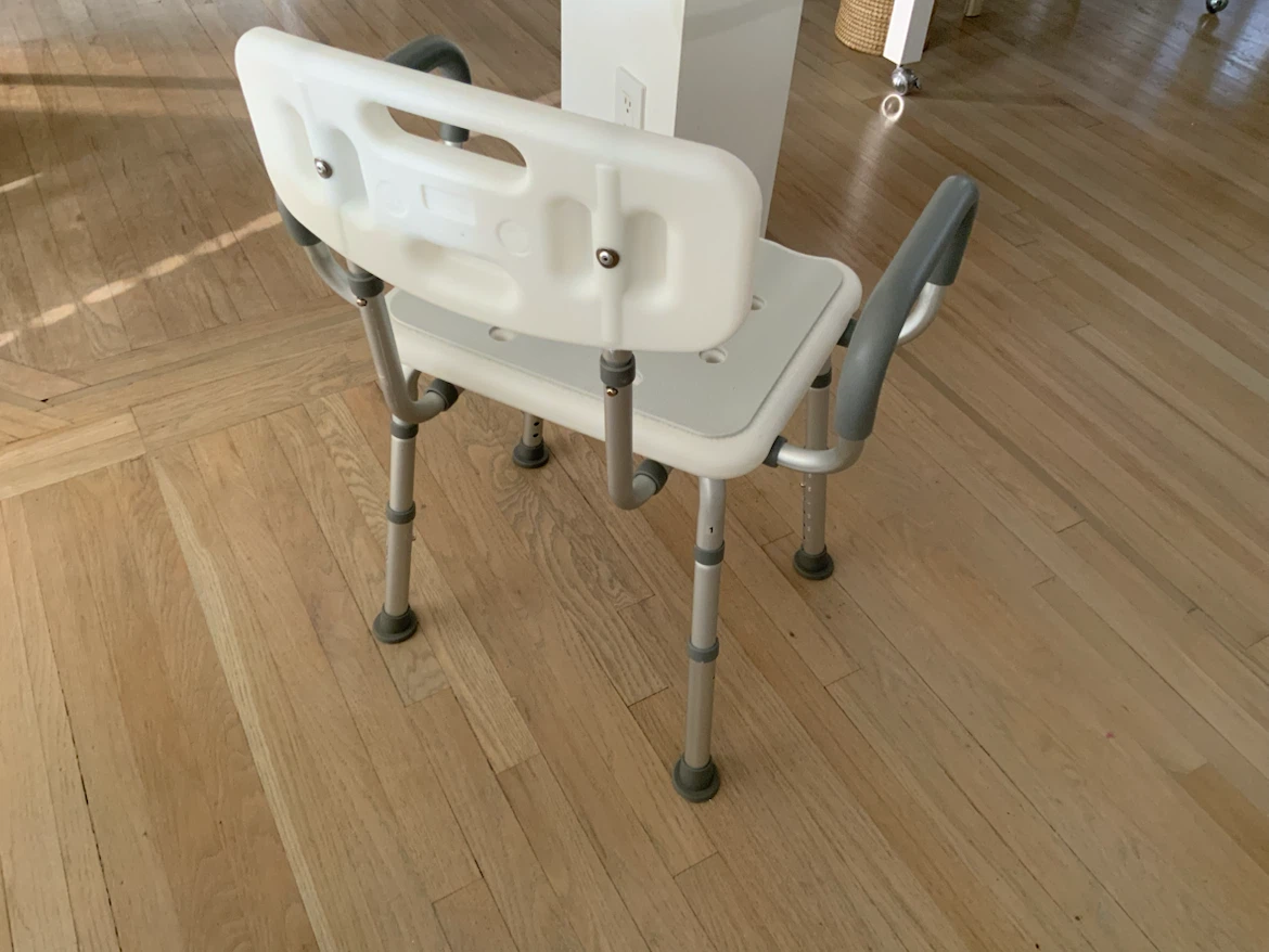 White Shower Chair with Arms and Back