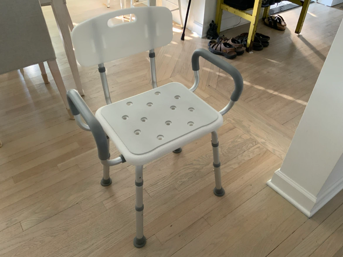 White Shower Chair with Arms and Back - photo 2