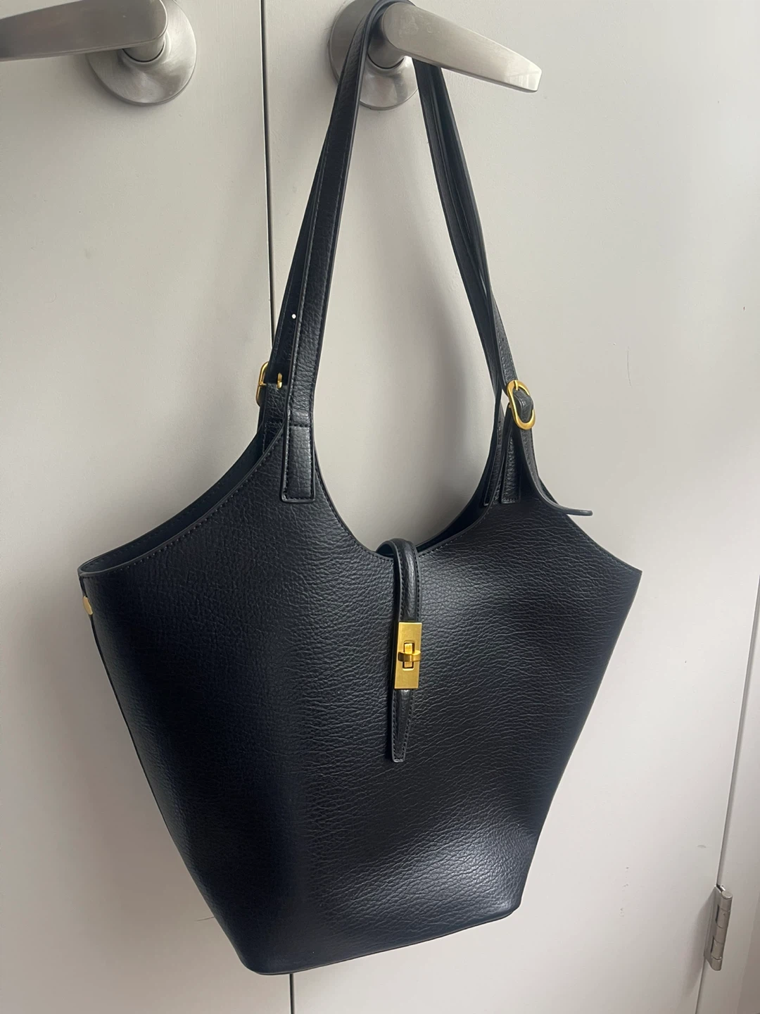 Mizanne Black Faux Leather Shoulder Bag