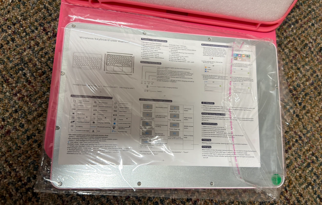 Pink Bluetooth Keyboard Case w/ Touchpad – New - photo 4