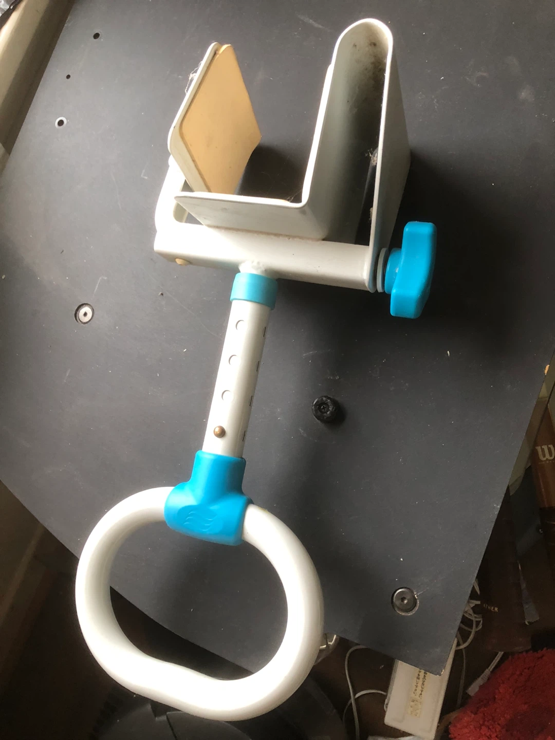 White and Blue Bedside Assist Handle