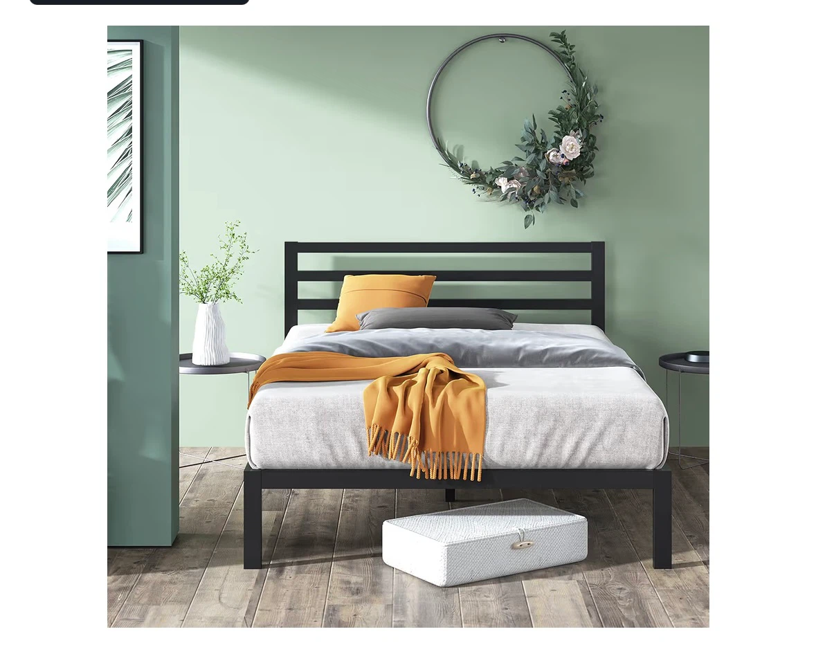 Black metal bed frame with headboard - photo 2