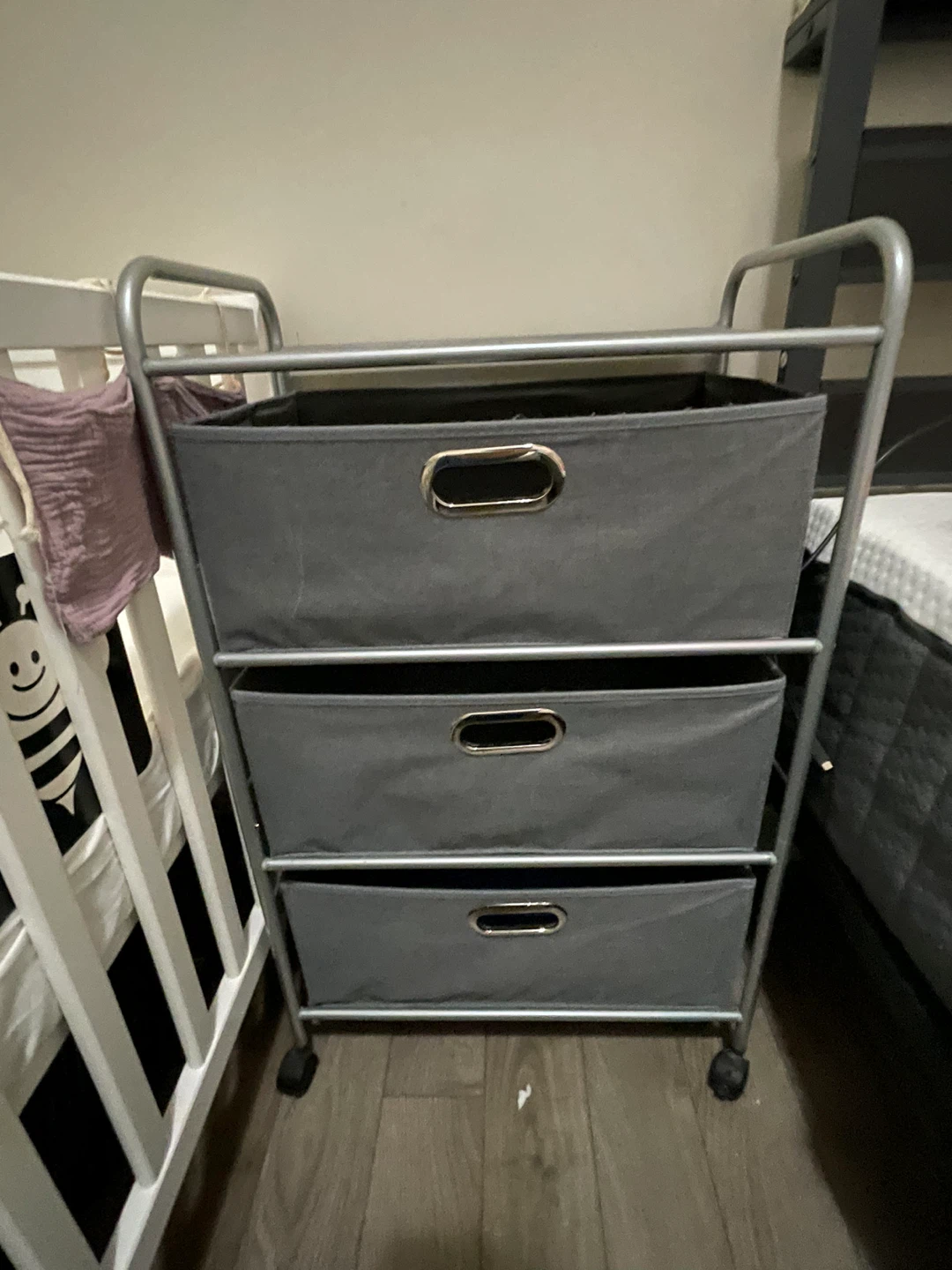 Grey 3-Drawer Rolling Storage Cart