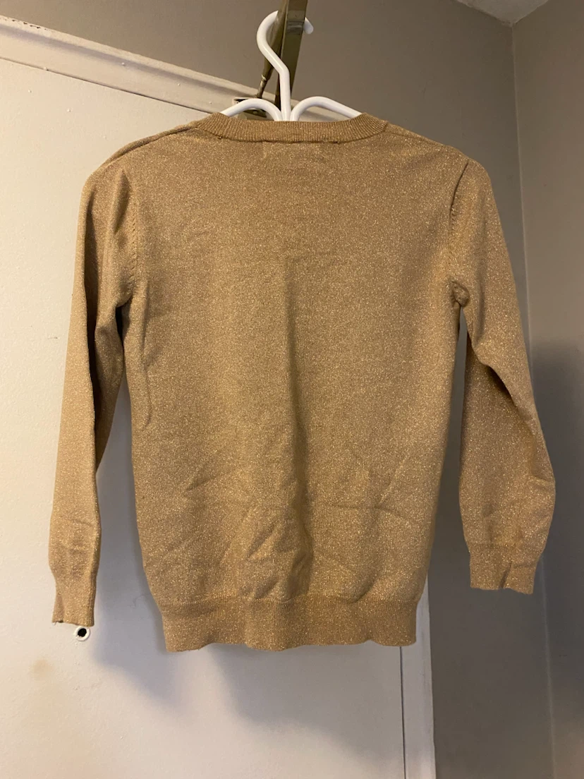 Michael Kors Gold Sparkle V-Neck Sweater - Size P - photo 2