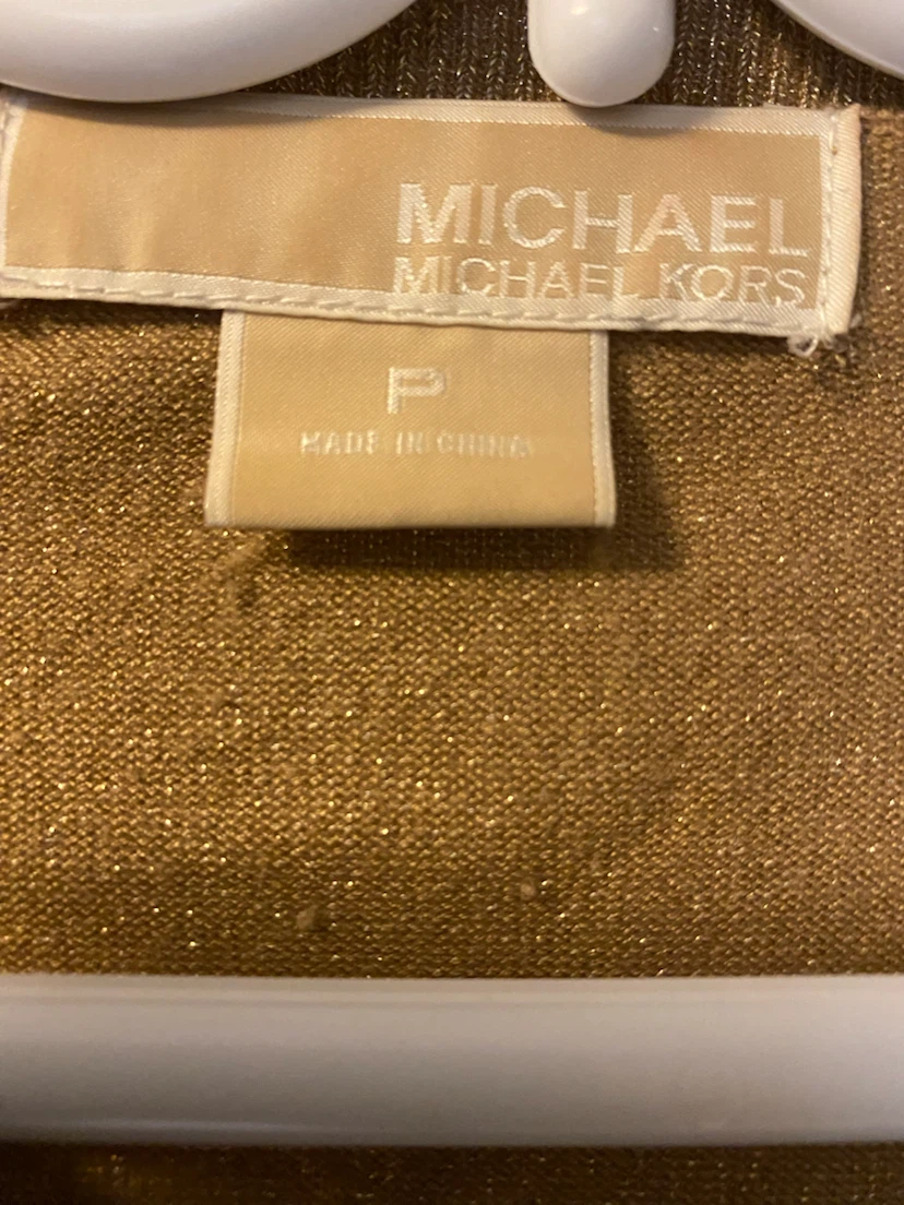 Michael Kors Gold Sparkle V-Neck Sweater - Size P - photo 3