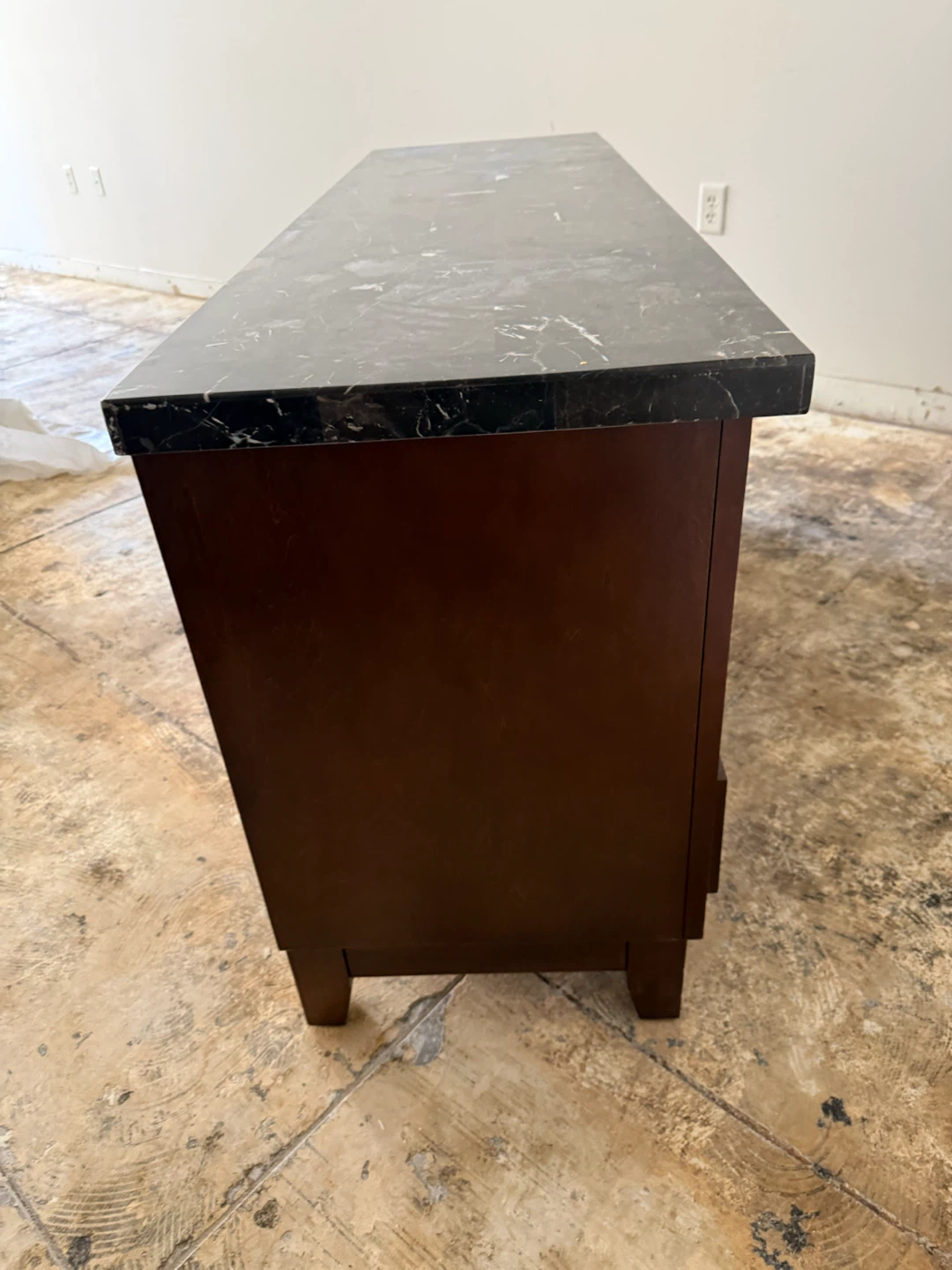 Dark Wood Console Table with Marble Top - photo 2