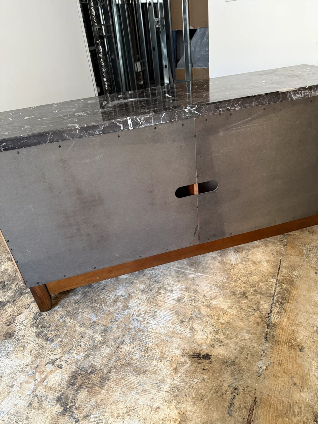 Dark Wood Console Table with Marble Top - photo 3