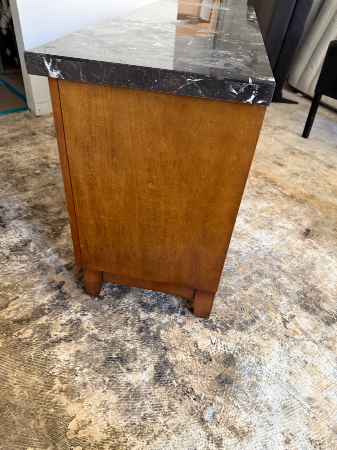 Dark Wood Console Table with Marble Top - photo 4