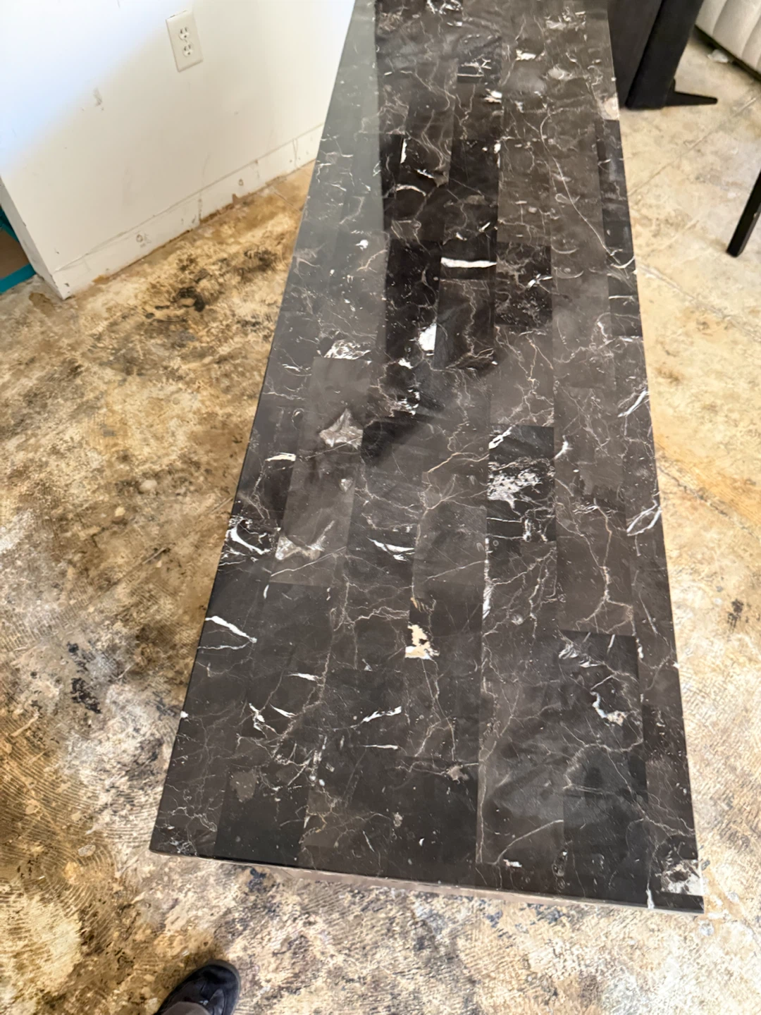 Dark Wood Console Table with Marble Top - photo 5