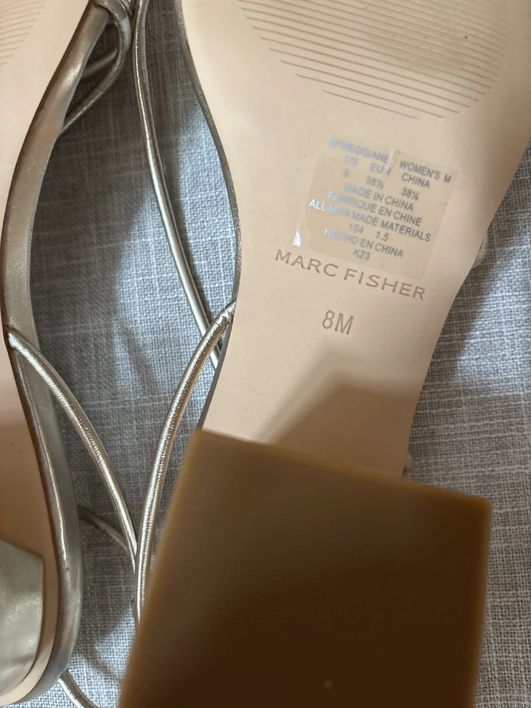 Marc Fisher Gold Strappy Square Toe Heeled Sandals - photo 3
