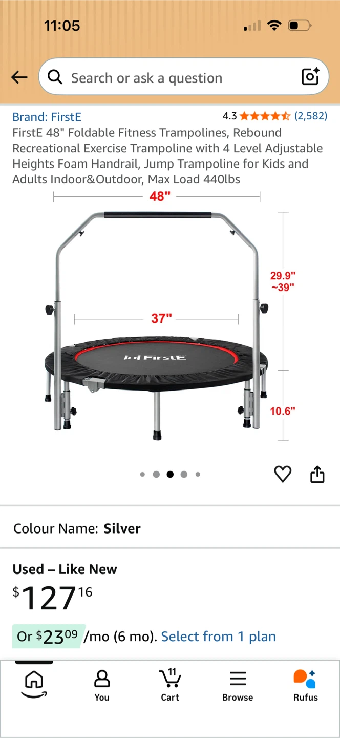FirstE 48" Foldable Fitness Trampoline