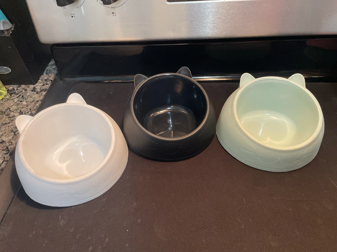 Set of 3 Cat Ear Pet Bowls