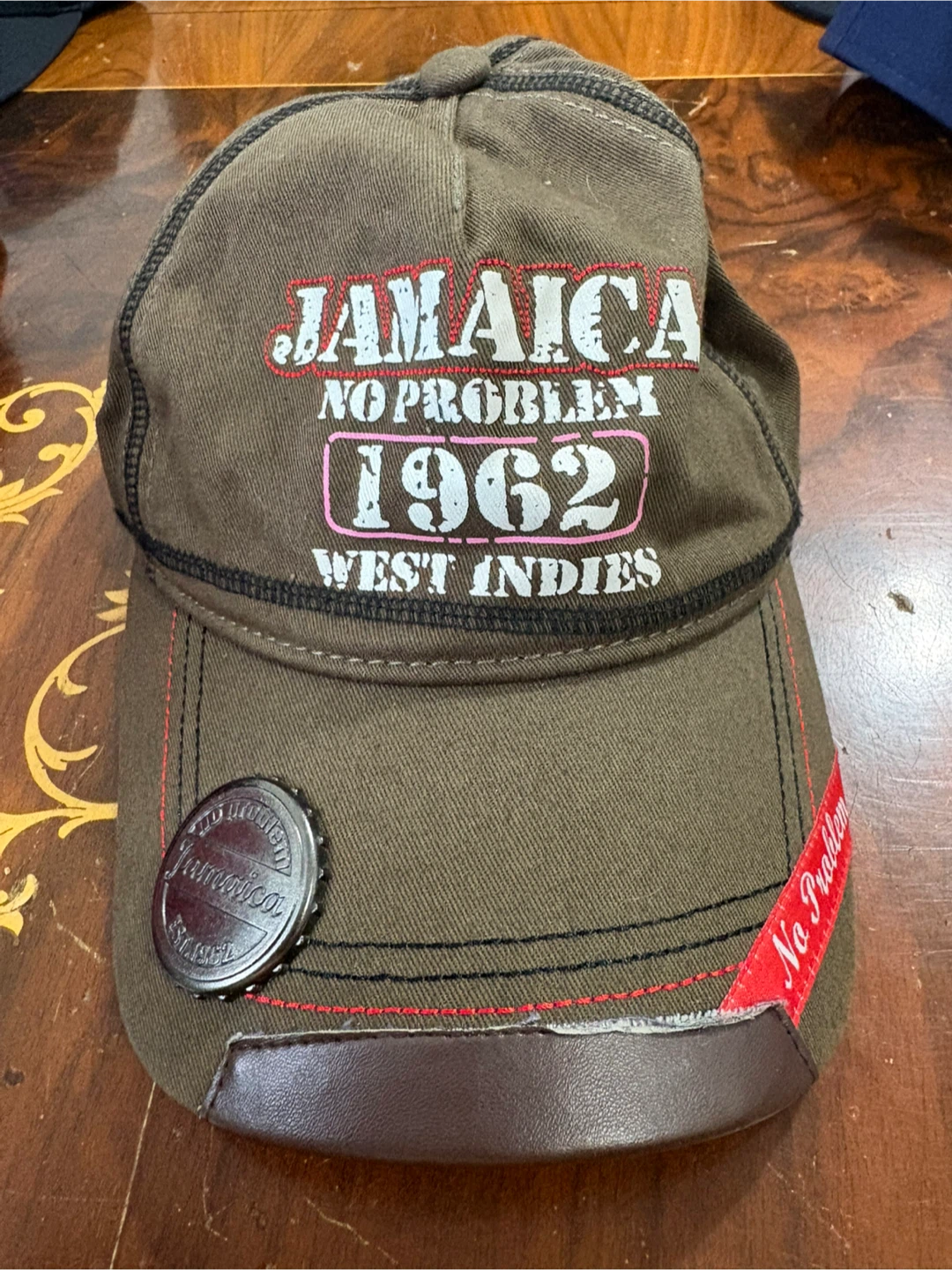 Jamaica No Problem Olive Green Baseball Cap