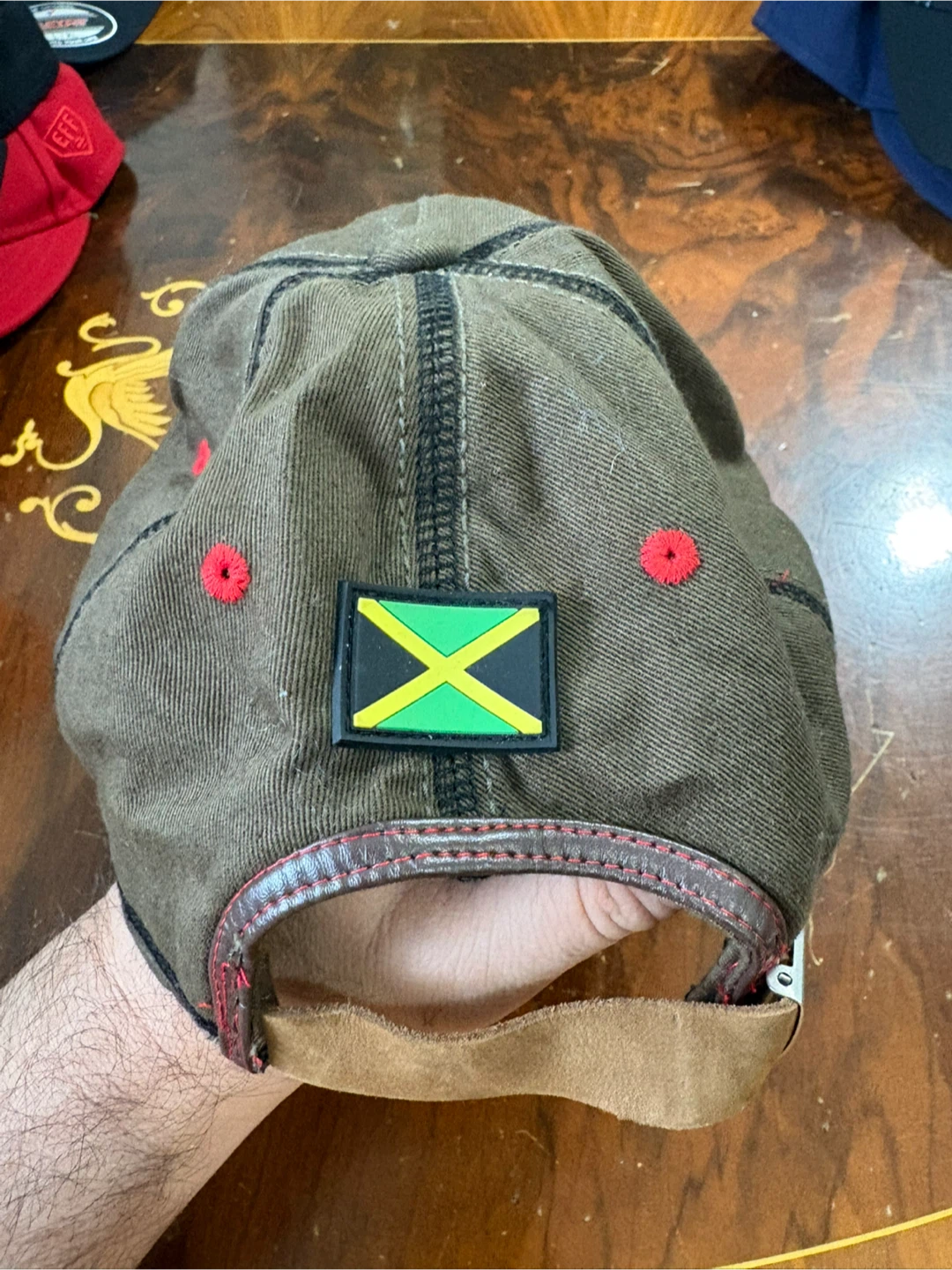 Jamaica No Problem Olive Green Baseball Cap - photo 4