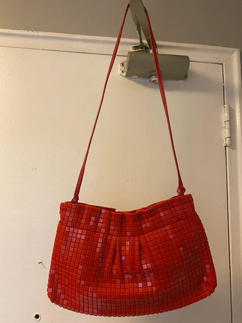 Vintage 1970 Artel Red Mosaic Shoulder Bag