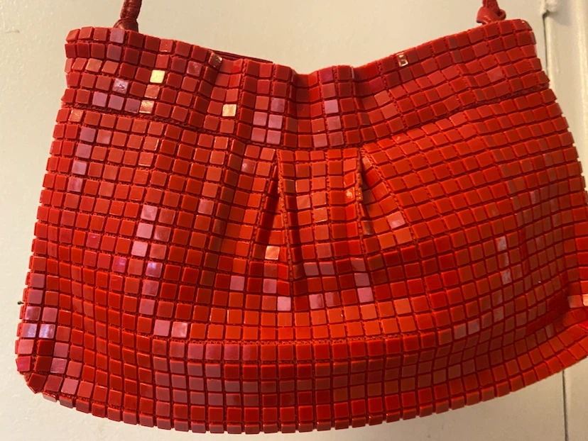 Vintage 1970 Artel Red Mosaic Shoulder Bag - photo 2