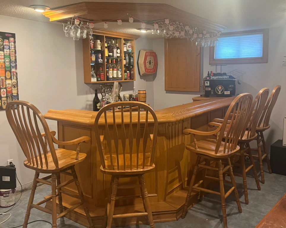Solid Oak Wood Home Bar