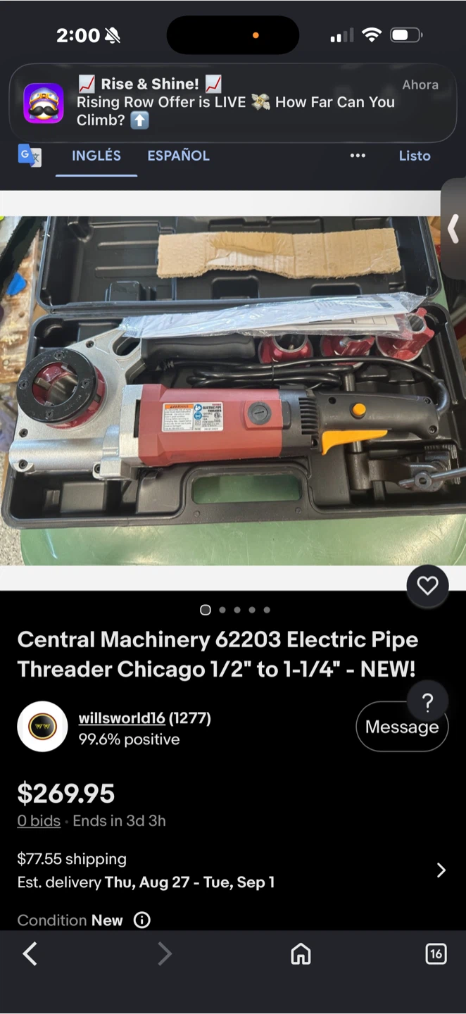 Central Machinery Electric Pipe Threader 1/2"-1-1/4"