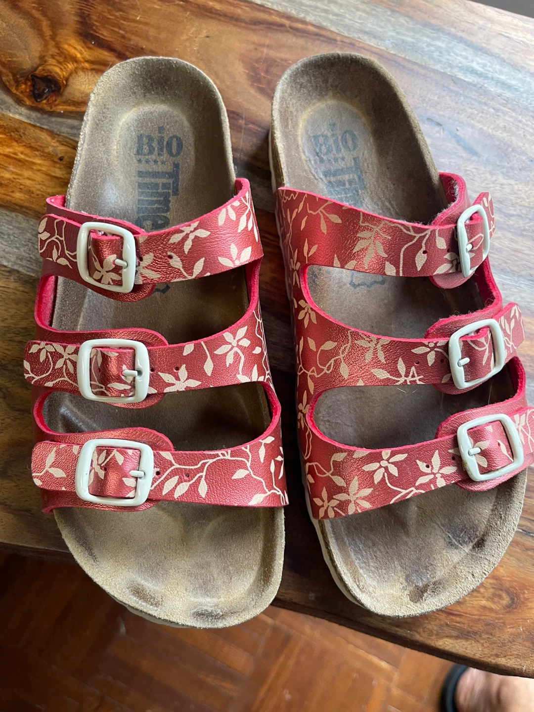 Red Floral Bio time Sandals Size 37