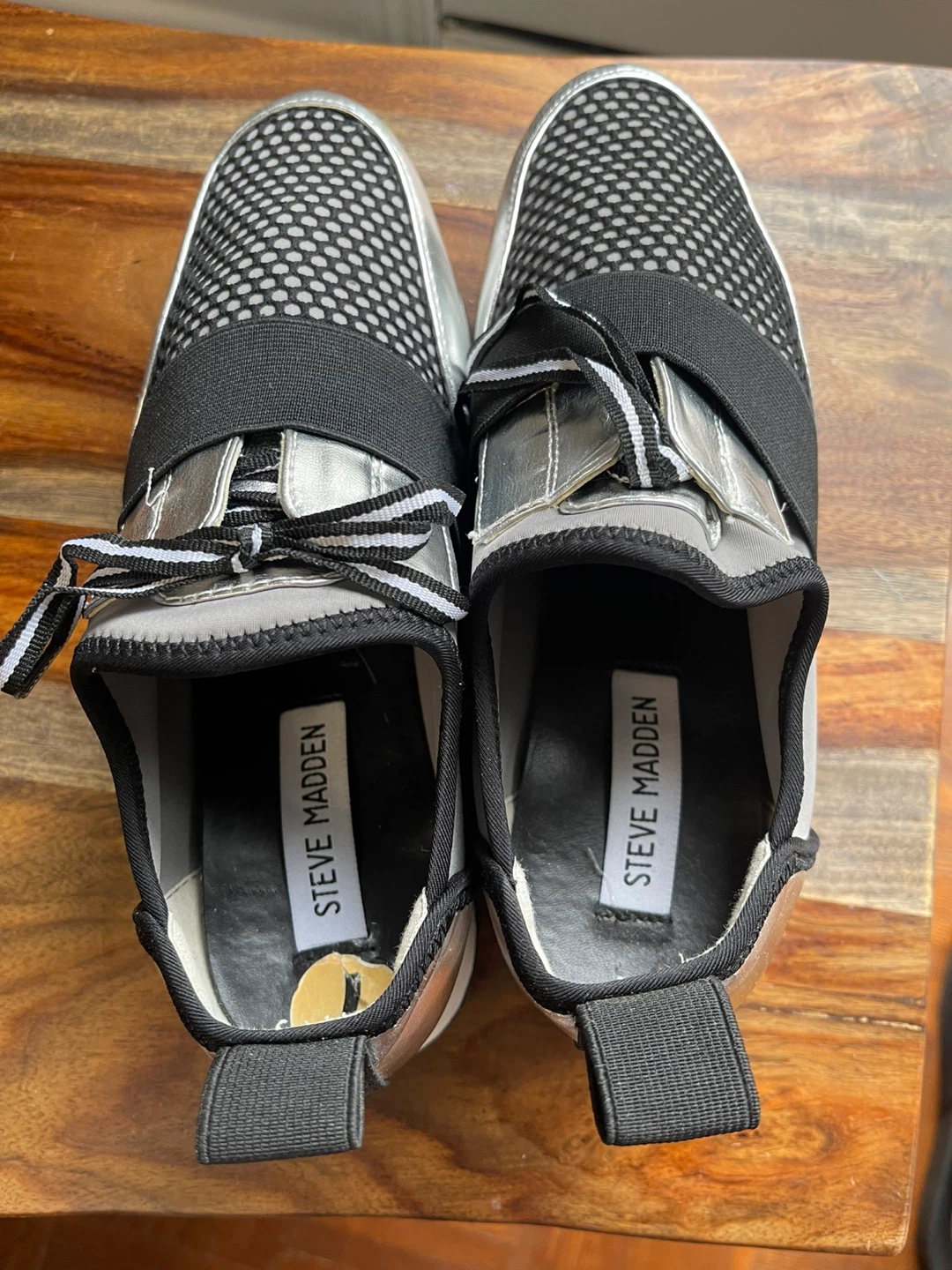Size 7-Steve Madden Women's Silver Mesh Sneakers - photo 3